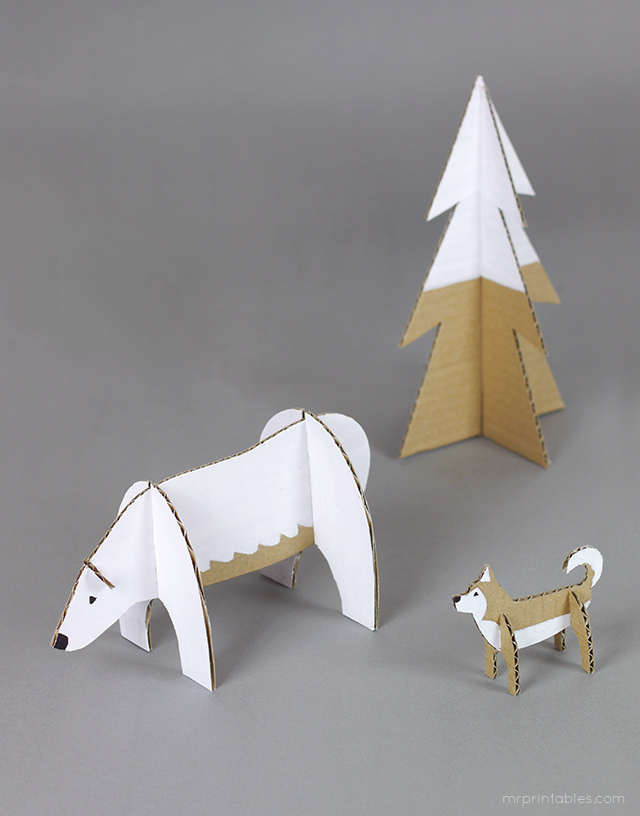 Peg Dolls Winter Wonderland / diy cardboard toy templates / Mr Printables