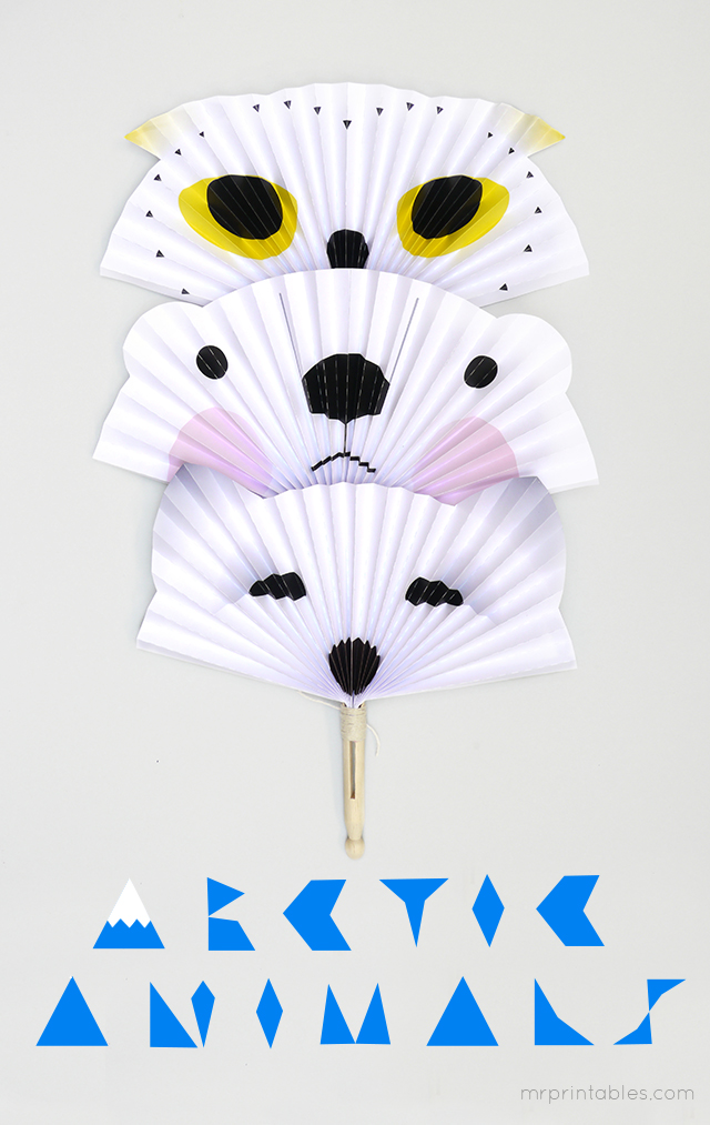Arctic Animals Paper Fans Template - Summer Crafts for Kids