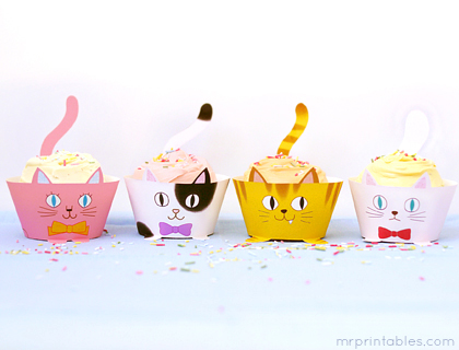 Cup Cats! printable cupcake wrappers