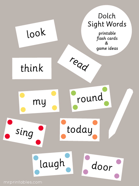 sight printable Sight dolch Cards activities Words Flash word Mr Printables Dolch