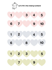 worksheet missing number Easy worksheets fill heart lines. in easy  in  number numbers the missing