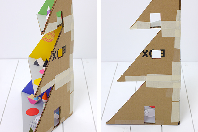 DIY cardboard Christmas tree doll house