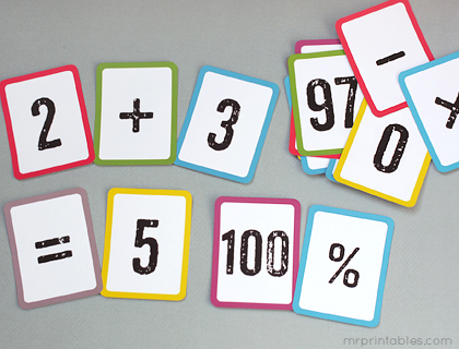 printable math flash cards