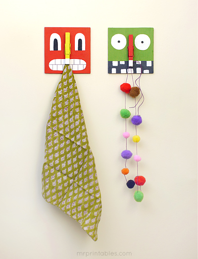 recycle crafts clothespin monster hanger