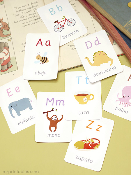printable spanish alphabet flash cards