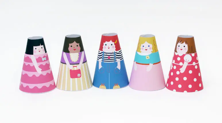 Cone Girls 3D Paper Dolls