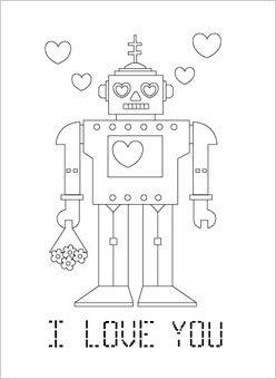 Robot Valentine Coloring Page