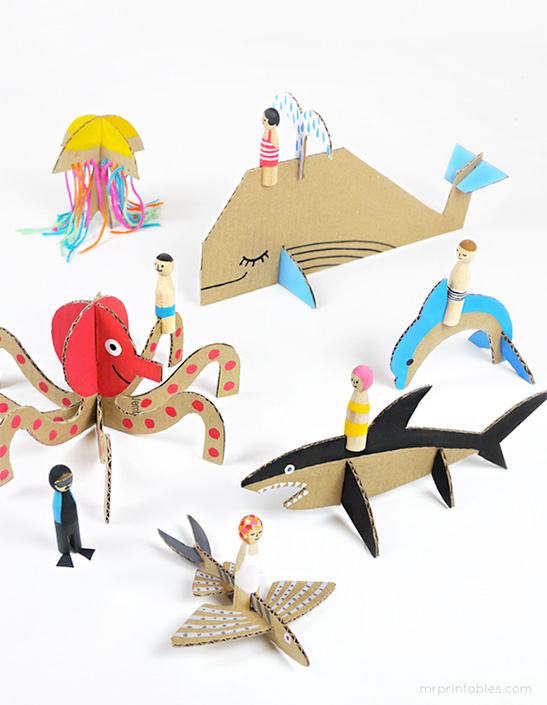 Peg Dolls and Cardboard Sea Creatures — image 1